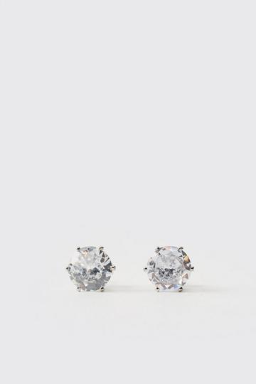 Silver Iced Stud Earrings