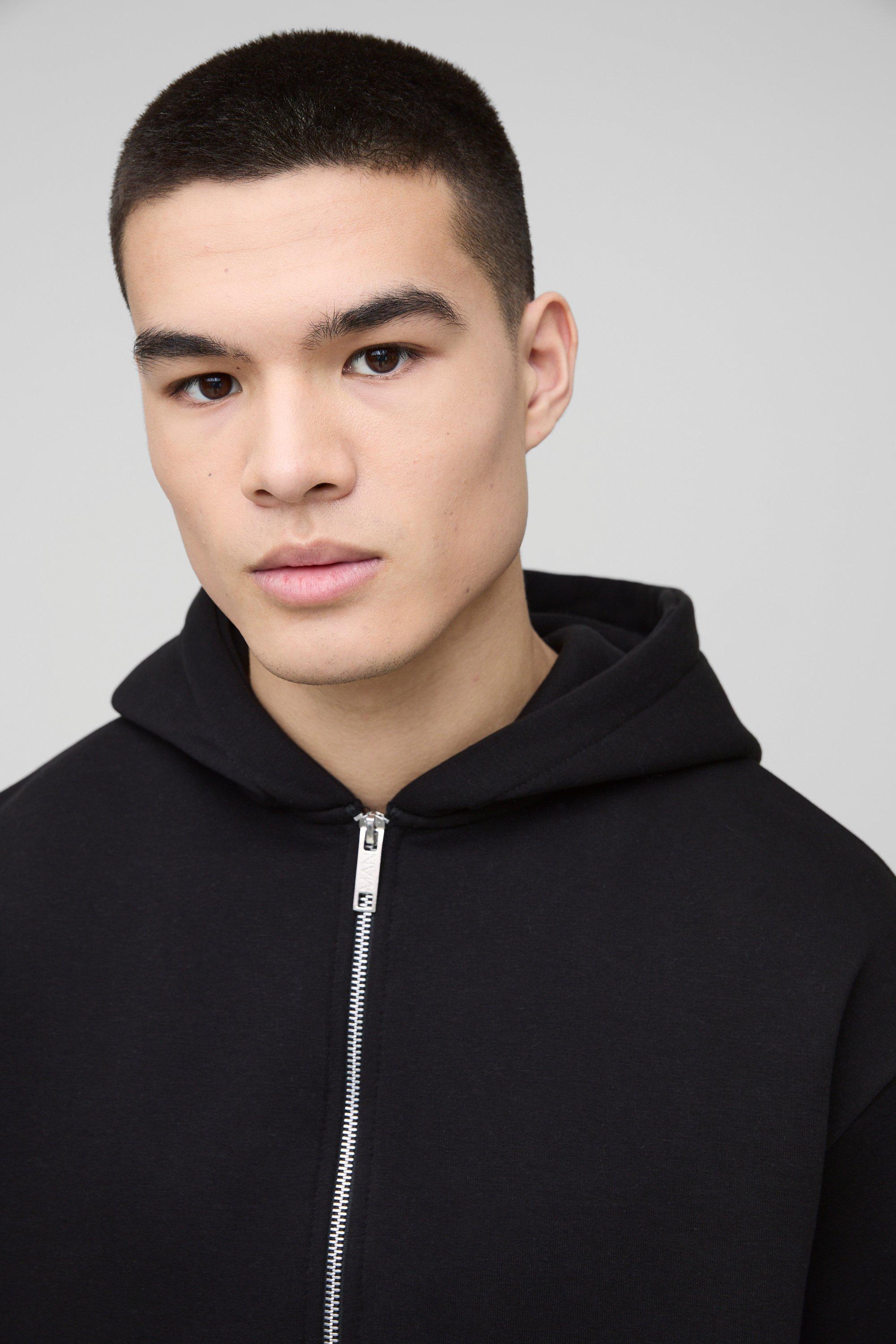 330GSM Oversized Boxy Zip Through Hoodie | boohoo