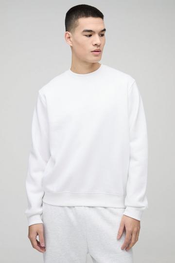 Basic 330GSM Trui Met Crewneck white