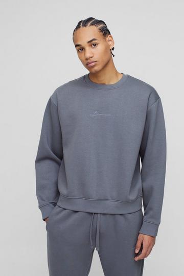 330GSM Oversized BM Signature Boxy Sweatshirt charcoal