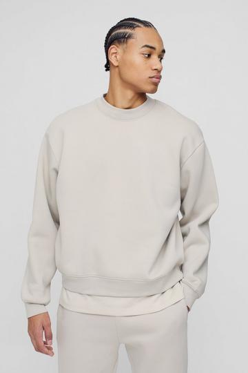 330GSM Oversized Basic Boxy Extended Neck Sweatshirt stone