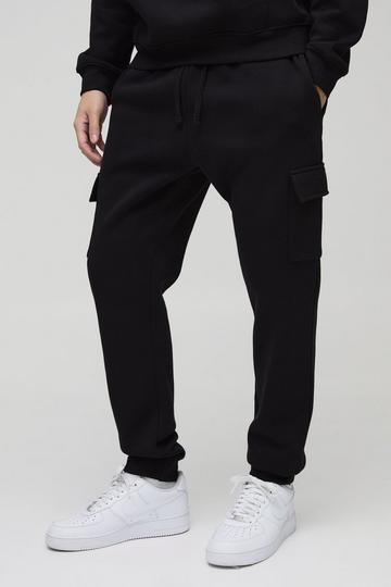 Black 330GSM Slim Fit Basic Cargo Jogger