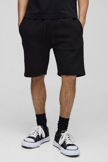 Middellange Basic Slim Fit Shorts black