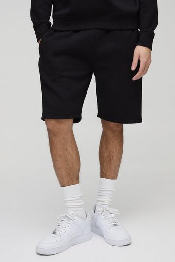 Loose Fit Mid Length Basic Shorts black