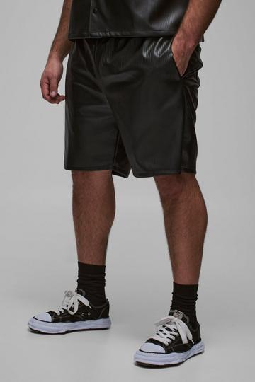 Plus Geplooide PU Basketbal Shorts black