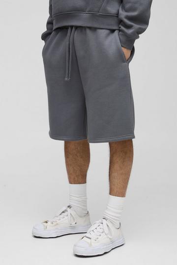 Oversized Fit Drop Crotch Basic Lightweight Shorts charcoal