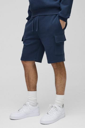 Middellange Slim Fit Cargo Shorts navy