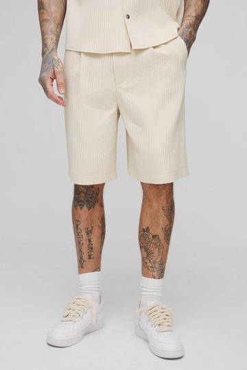 Stone Beige Tall Technical Pleated Relaxed Fit Shorts