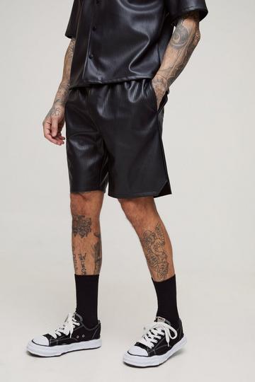 Tall Geplooide PU Basketbal Shorts black