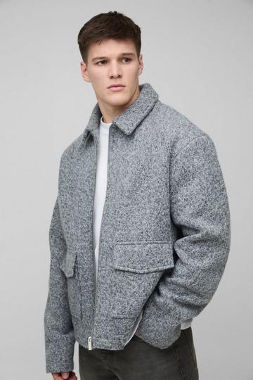 Tall Boxy Boucle Overshirt grey