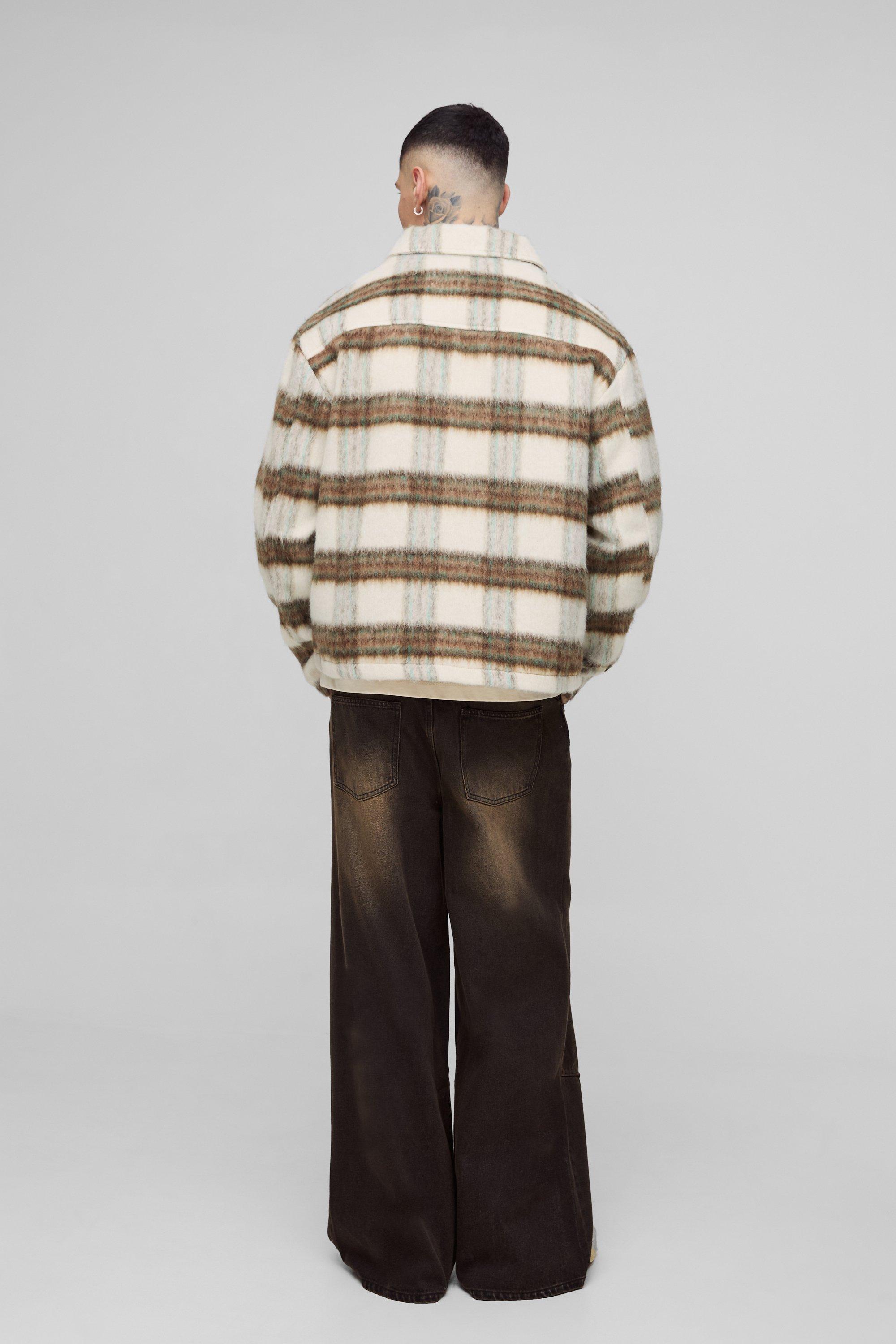 再再販！ Tall USA boohoo | Overshirt Check Brushed Boxy トップス