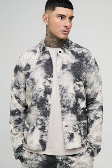 Tall Abstract Printed Twill Oversized Shirt charcoal