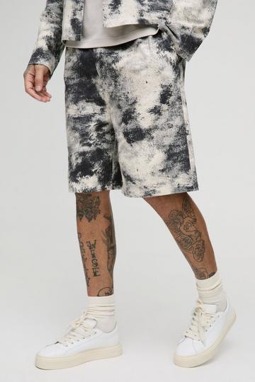 Tall Abstract Printed Twill Relaxed Fit Shorts charcoal