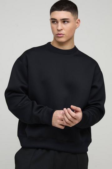 Black Oversized Boxy Bonded Scuba Sweatshirt