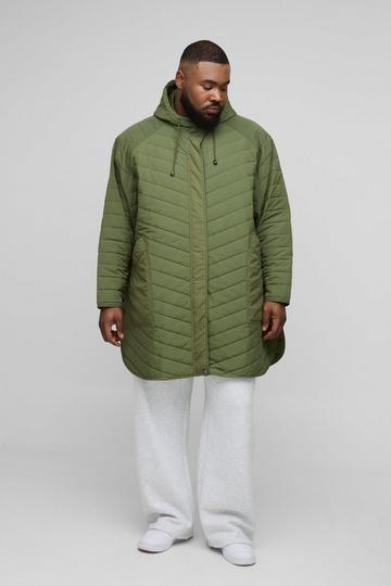 Grande taille - Imperméable matelassé à boutons pression khaki