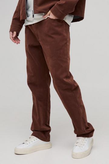 Straight Leg Velvet Denim Jeans brown