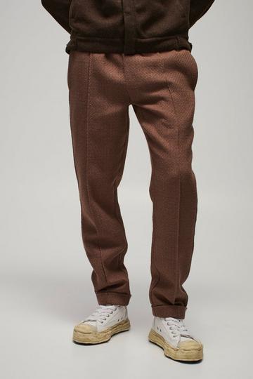 Elasticated Tapered Pintuck Turn Up Hem Trousers taupe