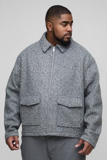 Plus Boxy Boucle Overshirt grey