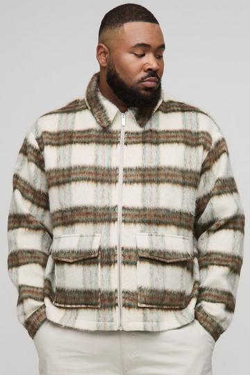 Plus Boxy Brushed Check Overshirt ecru