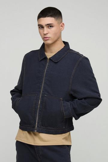 Carpenter Denim Harrington Jas Met Contrasterende Stiksels dark navy