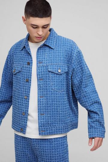 Regular Textured Denim Jacket blue