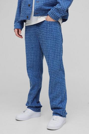 Straight Leg Textured Denim Jeans blue