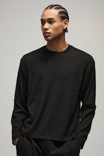 Oversize långärmad t-shirt med struktur black