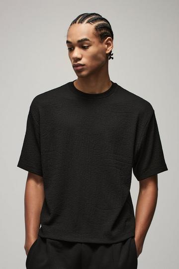 Black Oversized Boxy Textured T-Shirt