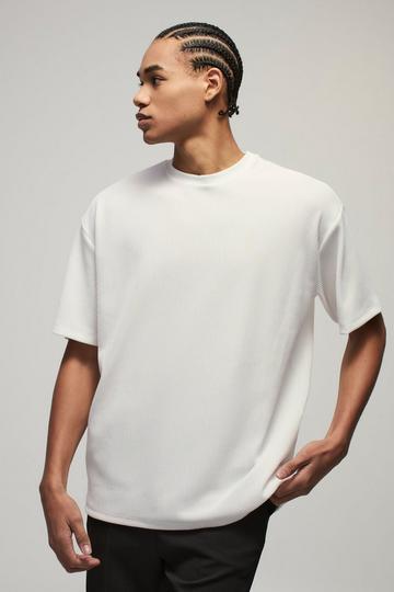 Oversized Plisse Rib T-shirt ecru