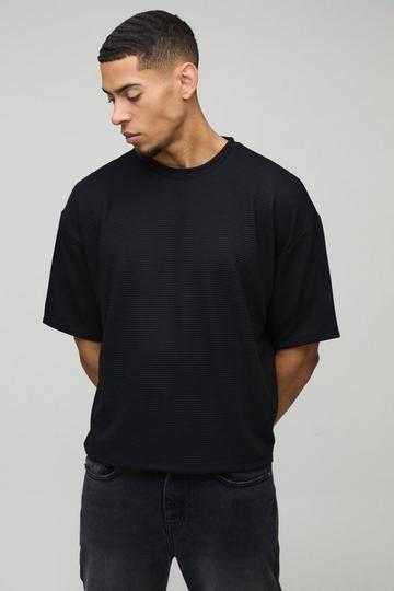 Oversized Geribbeld Boxy T-Shirt black