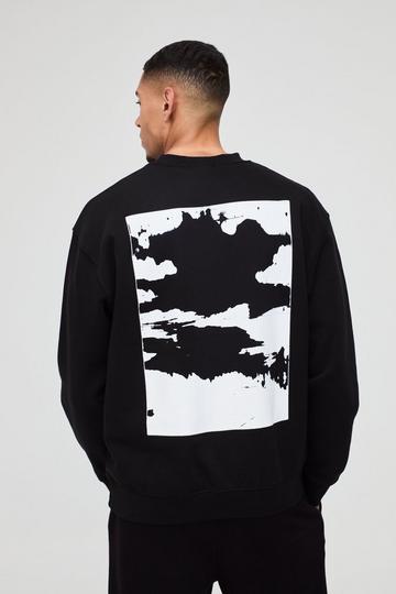 Black Oversized Abstract Box Graphic Sweatshirt