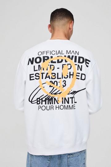 White Oversized Branded Graffiti Sweatshirt