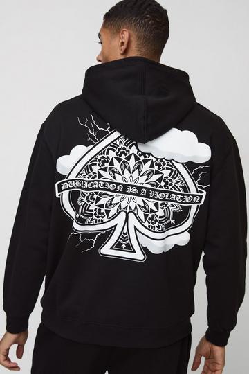 Oversized Ace Spade Wolken Hoodie Met Print black