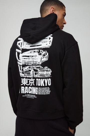 Black Boxy Official Racing Graphic Hoodie