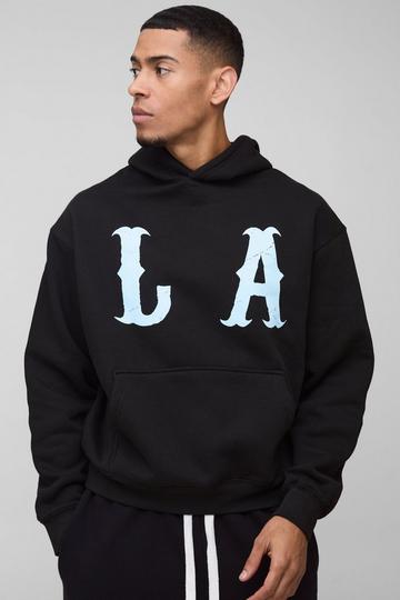 Black Oversized Boxy Western LA Graphic Hoodie