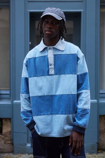 Oversized Denim Rugby Shirt light blue