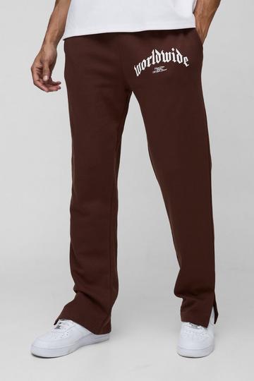 Split Hem Worldwide Graphic Jogger chocolate