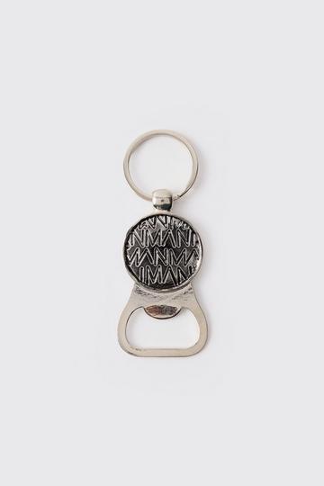 Man Bottle Opener Keyring silver