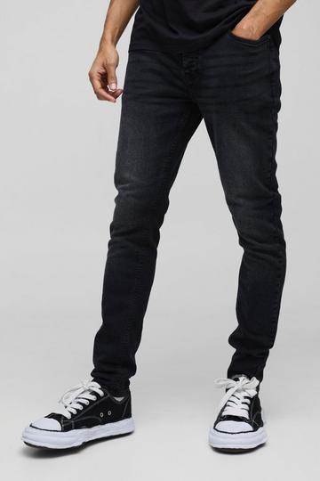 Skinny Stretch Acid Wash Applique Denim Jeans black