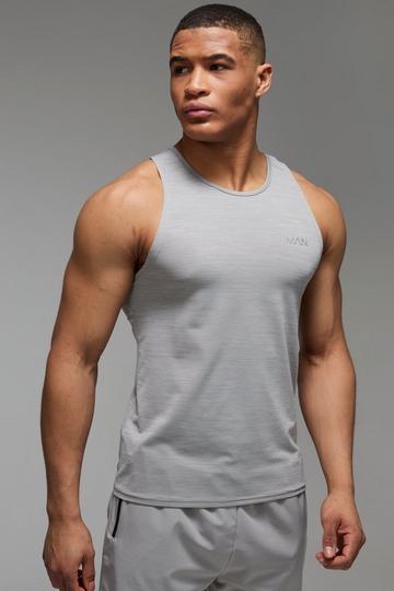 Man Active Lightweight Performance Slim Fit Marl Gym Tank grey marl