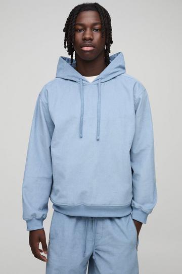 Oversized Boxy Corduroy Hoodie light blue