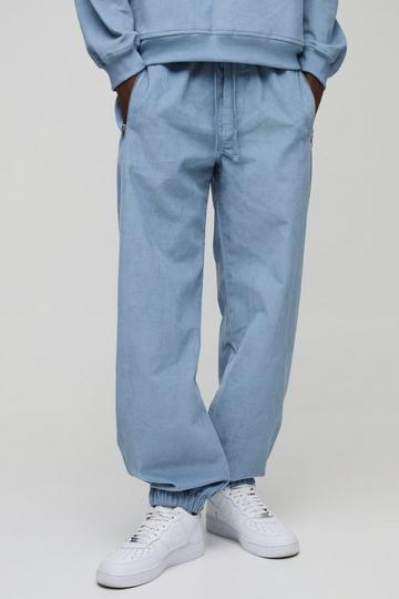 Blue Elasticated Waist Relaxed Corduroy Cuffed Jogger