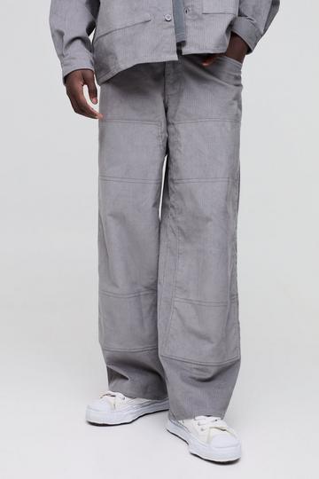 Pantalon charpentier baggy en velours côtelé grey