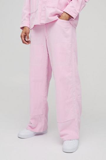 Pantalon charpentier baggy en velours côtelé pink