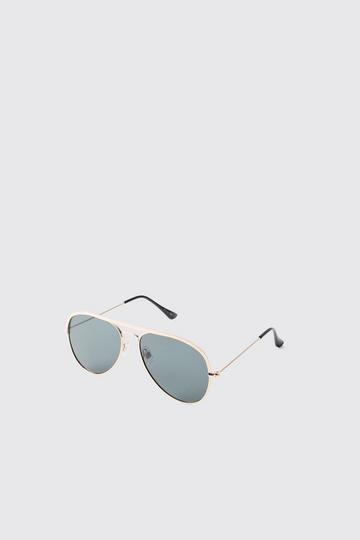 Metallic Gold Metal Navigator Sunglasses