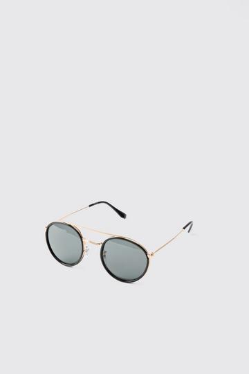 Metal Round Black Sunglasses