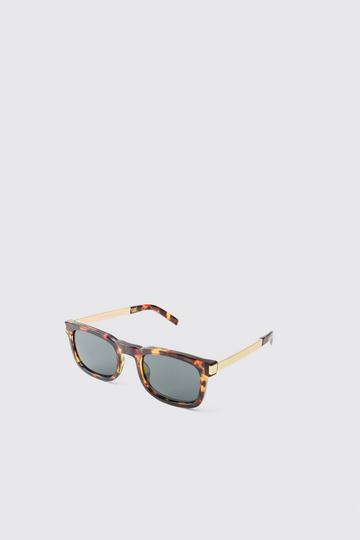 Tortoise And Gold Metal Sunglasses brown