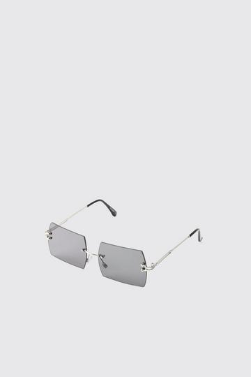 Rimless Silver Rectangular Sunglasses silver