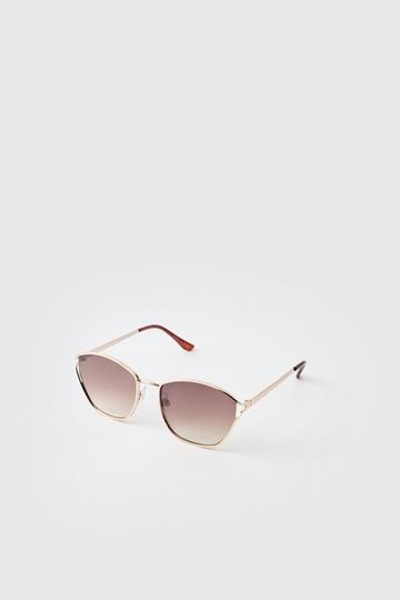 Metallic Gold Side Detail Navigator Sunglasses