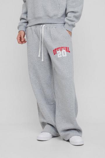 Wide Leg Varsity Double Waistband Jogger grey